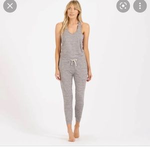 Super soft Vuori Lux jumpsuit in heather grey color